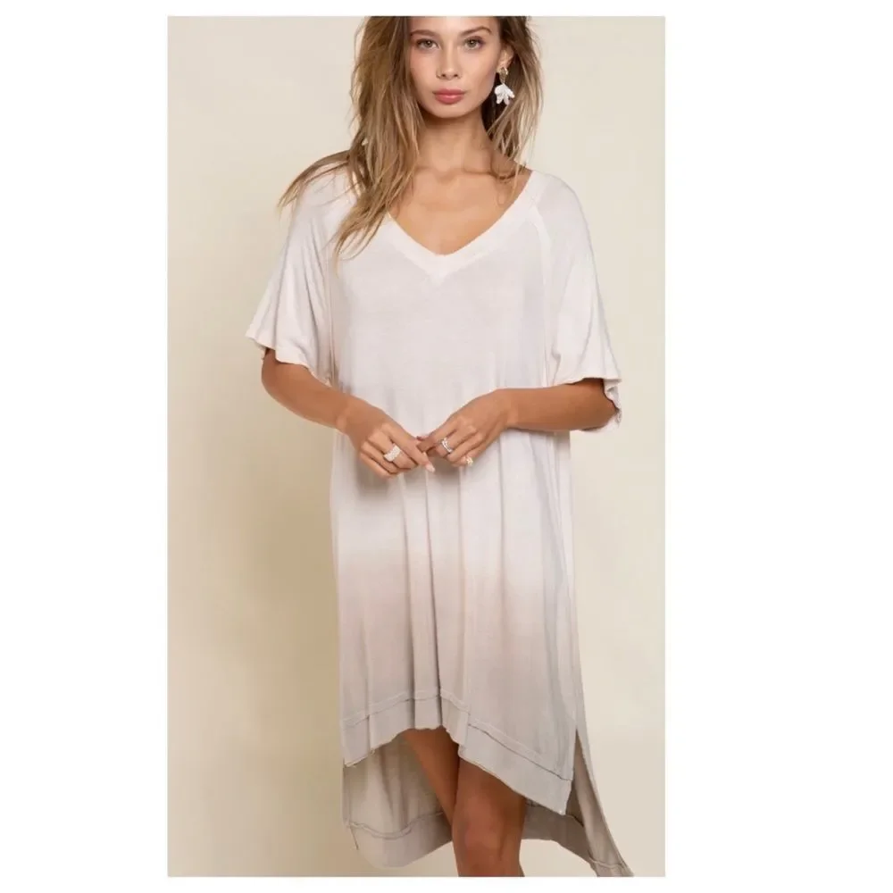 𝅺OMBRE hand dip die Tunic - Dress with raw seam line detail, - Picture 3 of 10